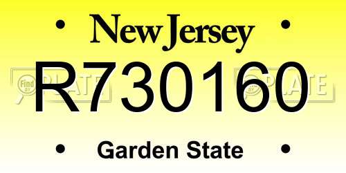 R730160 New Jersey License Plate