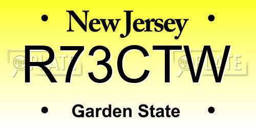 R73CTW New Jersey License Plate