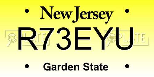 R73EYU New Jersey License Plate