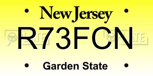 R73FCN New Jersey License Plate