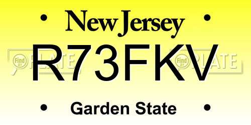 R73FKV New Jersey License Plate