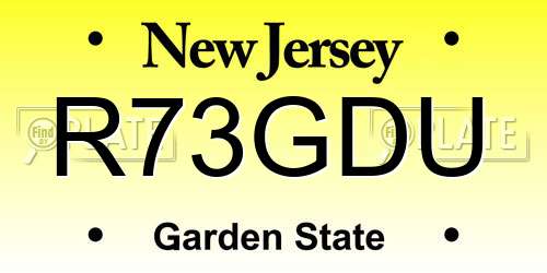 R73GDU New Jersey License Plate