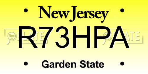 R73HPA New Jersey License Plate