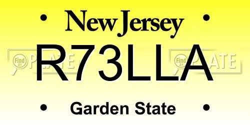 R73LLA New Jersey License Plate