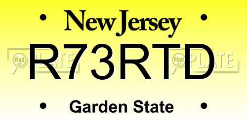 R73RTD New Jersey License Plate