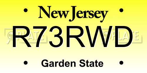 R73RWD New Jersey License Plate