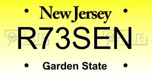 R73SEN New Jersey License Plate