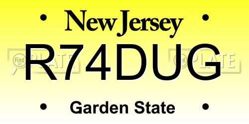 R74DUG New Jersey License Plate