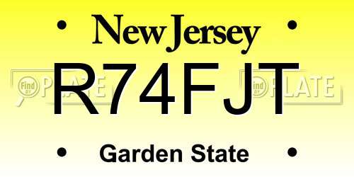 R74FJT New Jersey License Plate