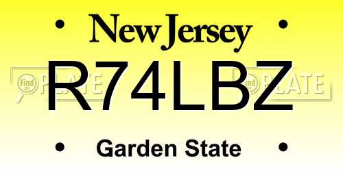 R74LBZ New Jersey License Plate