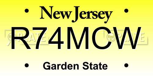 R74MCW New Jersey License Plate