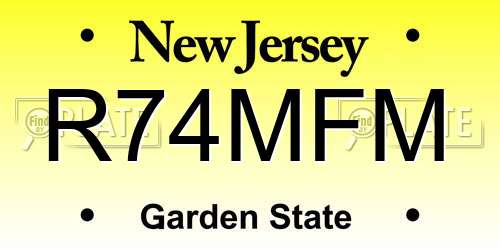 R74MFM New Jersey License Plate