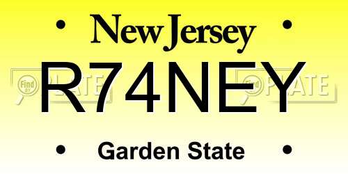 R74NEY New Jersey License Plate