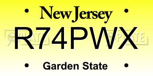 R74PWX New Jersey License Plate