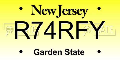 R74RFY New Jersey License Plate