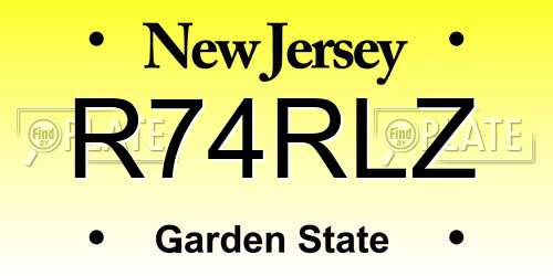 R74RLZ New Jersey License Plate