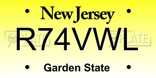 R74VWL New Jersey License Plate
