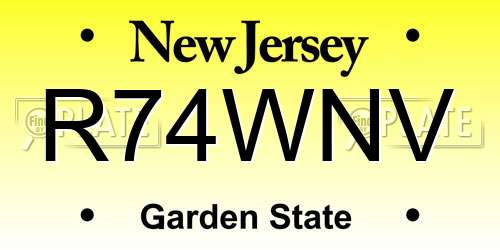 R74WNV New Jersey License Plate