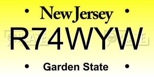 R74WYW New Jersey License Plate
