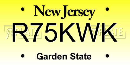 R75KWK New Jersey License Plate