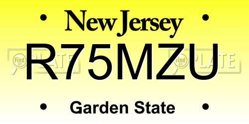 R75MZU New Jersey License Plate