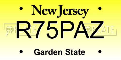 R75PAZ New Jersey License Plate