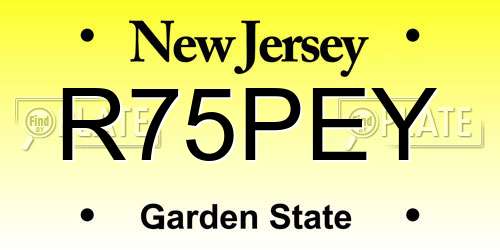 R75PEY New Jersey License Plate