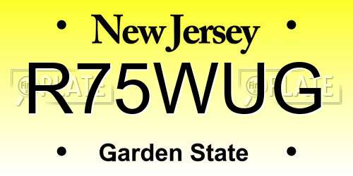 R75WUG New Jersey License Plate