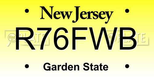R76FWB New Jersey License Plate