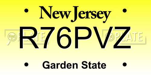 R76PVZ New Jersey License Plate