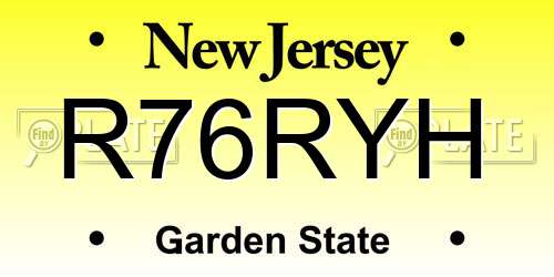 R76RYH New Jersey License Plate