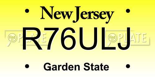 R76ULJ New Jersey License Plate