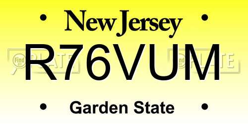 R76VUM New Jersey License Plate