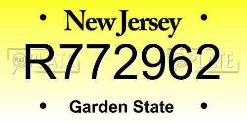 R772962 New Jersey License Plate