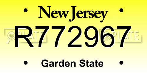 R772967 New Jersey License Plate