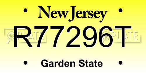 R77296T New Jersey License Plate