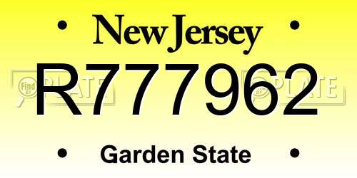 R777962 New Jersey License Plate