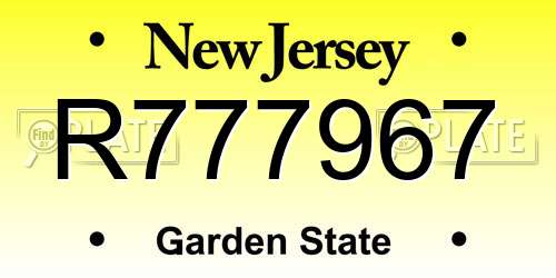 R777967 New Jersey License Plate