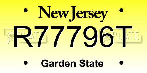 R77796T New Jersey License Plate