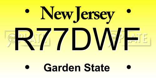 R77DWF New Jersey License Plate