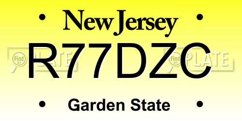 R77DZC New Jersey License Plate