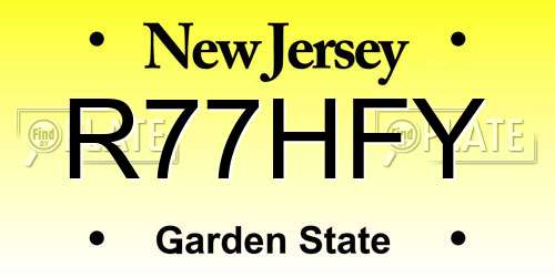 R77HFY New Jersey License Plate