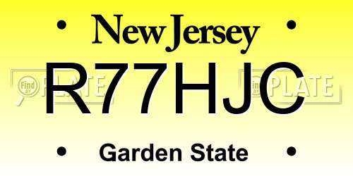 R77HJC New Jersey License Plate