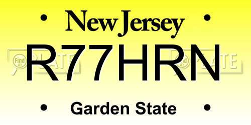 R77HRN New Jersey License Plate