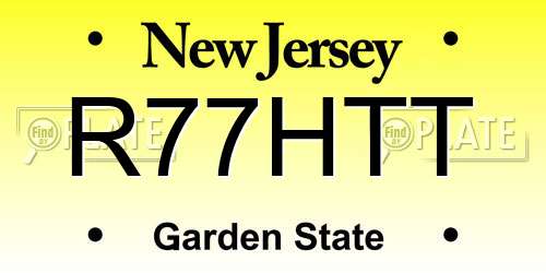 R77HTT New Jersey License Plate