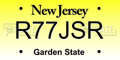 R77JSR New Jersey License Plate