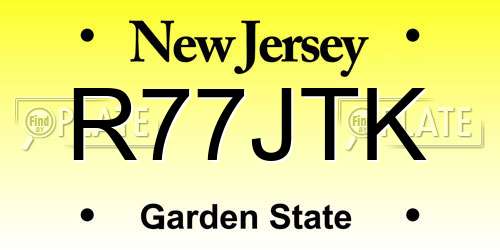 R77JTK New Jersey License Plate