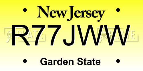 R77JWW New Jersey License Plate