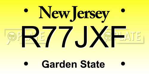 R77JXF New Jersey License Plate