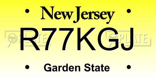 R77KGJ New Jersey License Plate